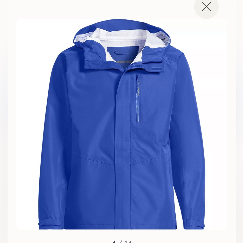 Land’s End Women Classic Hooded Raincoat Wisteria Blue Size Large 14-16